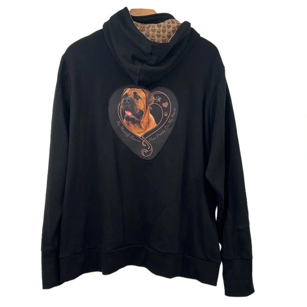 The Bradford‎ Exchange Sweatshirt Womens 3X Mastiff Dog Black Hoodie Jacket